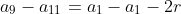 a_1-a_3+a_5-a_7+a_9-a_{11}=a_1-a_1-2r+a_1+4r-a_1-6r+a_1+8r-a_1-10r