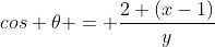 cos 	heta = frac{2 (x-1)}{y}