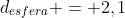 d_{esfera} = 2,1;g;mL^{-1}