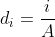 d_{i}=frac{i}{A}