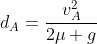 d_A=frac{v_A^2}{2mu g}