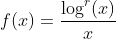 f(x) = \frac{\log^r(x)}{x}