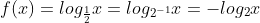 f(x)=log_frac{1}{2}x=log_{2^{-1}}x=-log_2x