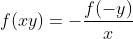 f(xy)=-frac{f(-y)}{x}