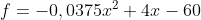 f=-0,0375x^2+4x-60\\