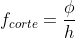 f_{corte}=frac{phi}{h}