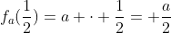 f_a(frac{1}{2})=a cdot frac{1}{2}= frac{a}{2}