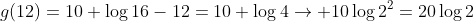 g(12)=10 log{16-12}=10 log{4}
ightarrow 10log{2^2}=20log{2}