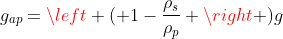 g_{ap}=left ( 1-frac{ho_s}{ho_p} ight )g
