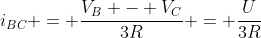 i_{BC} = frac{V_{B} - V_{C}}{3R} = frac{U}{3R}