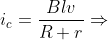 i_c=\frac{Blv}{R+r}\Rightarrow v=\frac{i_c(R+r)}{Bl}=\frac{0,5.(2,9+0,1)}{0,1.1}=15\; m/s
