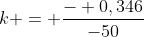 k = frac{- 0,346}{-50}
