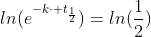 ln(e^{-kcdot t_{frac{1}{2}}})=ln(frac{1}{2})