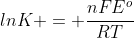 lnK = frac{nFE^o}{RT}