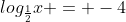 log_{frac{1}{2}}x = -4