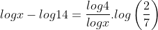 Equações Logarítmicas Gif.latex?logx%20-%20log14%20%3D%20%5Cfrac%7Blog4%7D%7Blogx%7D