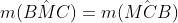 m(hat{BAC})+m(hat{BMC})=m(hat{MCB})+m(hat{BMC})=m(hat{DBC})=45=frac{pi}{4}