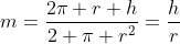m=frac{2pi r h}{2 pi r^2}=frac{h}{r}
