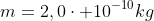 m=2,0cdot 10^{-10}kg