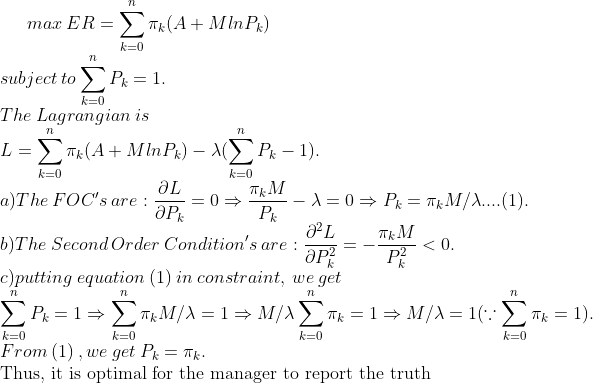 k-0 7t subject to > Pk-1 The Lagrangian is 7L 7t k-0 k-0 a)The FOCs are : b)The Second Order Condition, s are :--= c)putting