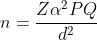 n=\frac{Z\alpha ^{2}PQ}{d^{2}}