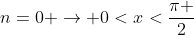 n=0 ightarrow 0<x<frac{pi }{2}