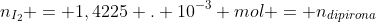n_{I_{2}} = 1,4225 . 10^{-3} mol = n_{dipirona}