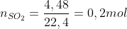 n_{SO_{2}} = \frac{4,48}{22,4} = 0,2 mol