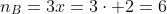 n_B=3x=3cdot 2=6