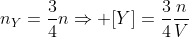 n_Y=frac{3}{4}nRightarrow [Y]=frac{3}{4}frac{n}{V}
