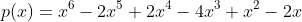 p(x)=x^6-2x^5+2x^4-4x^3+x^2-2x