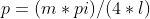 p=(m*pi)/(4*l)