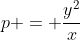 p = frac{y^{2}}{x}