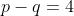 p-q=4
