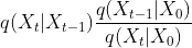 q(X_{t}|X_{t-1})\frac{ q(X_{t-1}|X_{0})}{q(X_{t}|X_{0})}