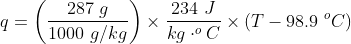 287 g 1000 g/kg 234 J kg.ocx (T-98.9°C)