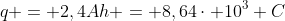 q = 2,4Ah = 8,64cdot 10^3 C