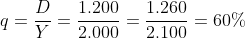 q=\frac{D}{Y}=\frac{1.200}{2.000}=\frac{1.260}{2.100}=60%