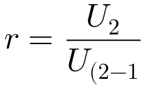 r=\frac{U_{2}}{U_{(2-1)}}=\frac{U_{2}}{U_{1}}=\frac{-2}{1}=-2