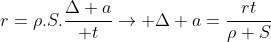 r=ho.S.frac{Delta a}{ t}ightarrow Delta a=frac{rt}{ho S}