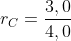 r_{C}=frac{3,0}{4,0}