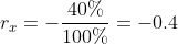 r_x=-\frac{40\%}{100\%}=-0.4