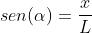 sen(alpha)=frac{x}{L}
