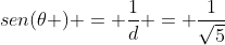 sen(	heta ) = frac{1}{d} = frac{1}{sqrt{5}}