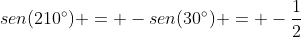 sen(210^{circ}) = -sen(30^{circ}) = -frac{1}{2}