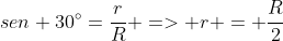 sen 30^{circ}=frac{r}{R} => r = frac{R}{2}