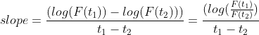 (log( F(ti) ) (log(F(h))-log(F(t2))) t1 t2 stope t1- t2