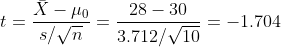 +-X-HO s/Vn t = 28 - 30 3.712/10 = -1.704