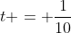 t = frac{1}{10}