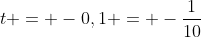 t = -0,1 = -frac{1}{10}